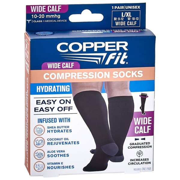 Womens Copper Fit Hydrate Compression Socks Wide Calf - image 