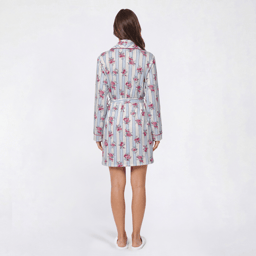 Womens Laura Ashley® Roses & Stripe Shawl Collar Wrap Robe