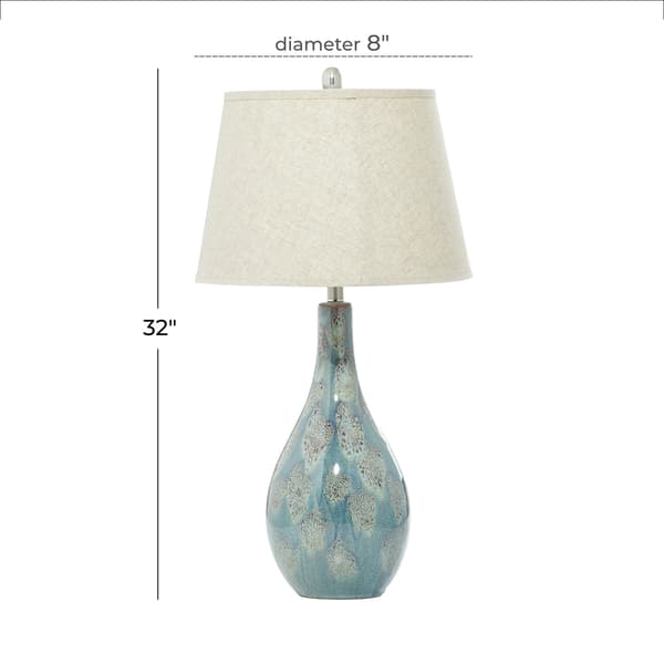 9th & Pike® Ceramic Round Blue Table Lamp - Set of 2