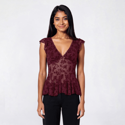 Juniors Madden Girl Flock Mesh Fit & Flare Cap Sleeve Top