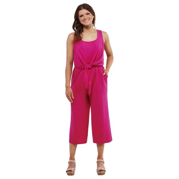 Petite Connected Apparel Sleeveless Tie Front Jumpsuit - image 