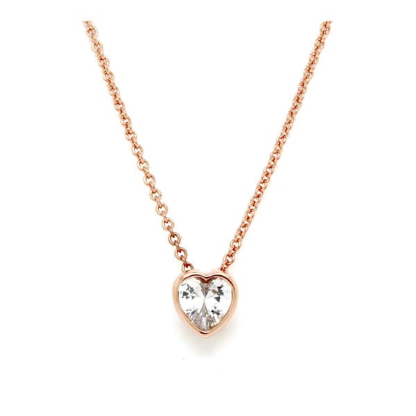 Rose Gold Plated Bezel Heart Pendant - image 