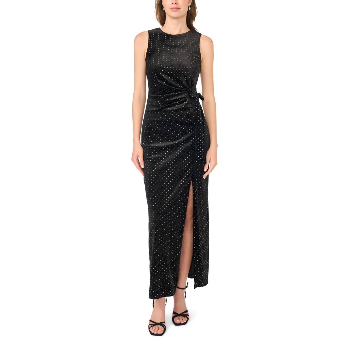 Womens MSK Sleeveless Heat Set Velvet Tie Side Slit Maxi