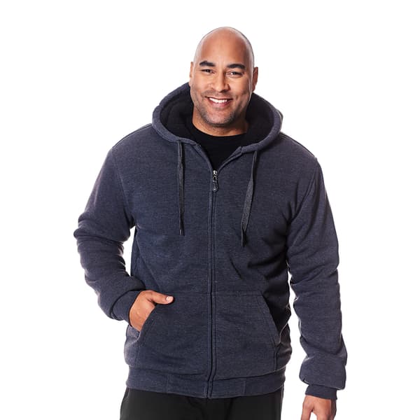 Mens Big & Tall Mountain Ridge Solid Sherpa Body Hoodie Jacket - image 