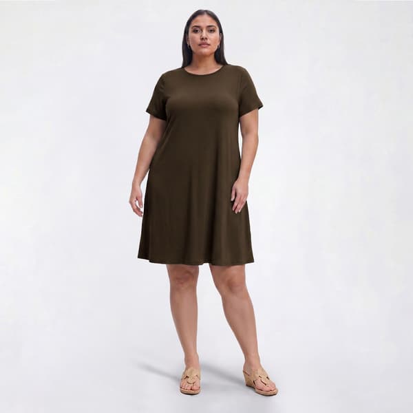 Plus Size Architect(R) Short Sleeve Solid Pocket Shift Dress - image 
