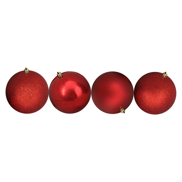 Northlight 12ct. Shatterproof 4-Finish Red Christmas Ornaments
