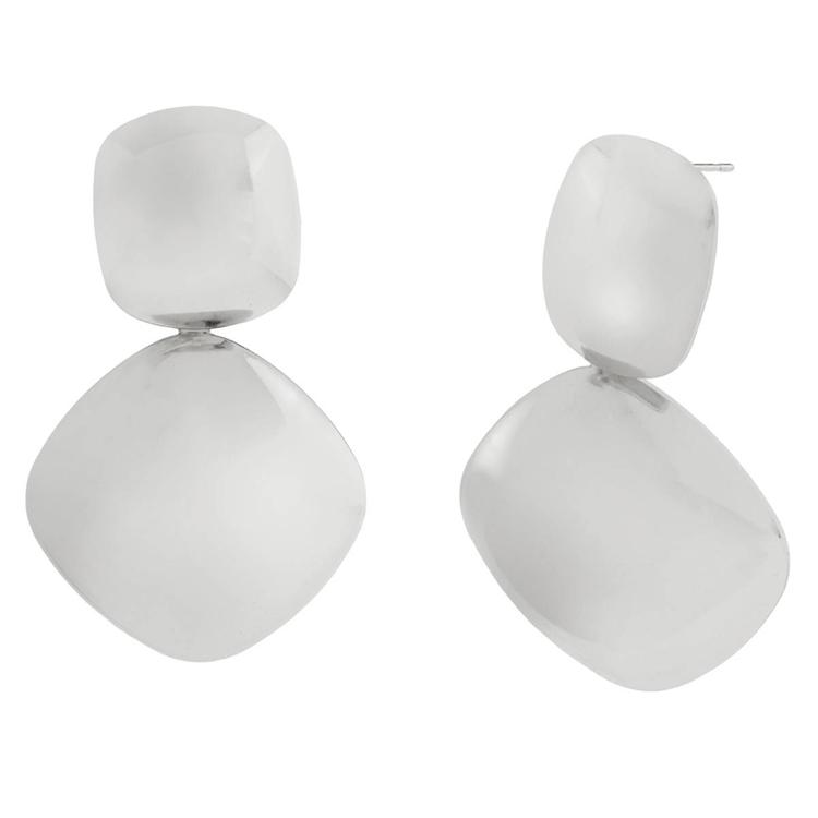 Steve Madden Silver Vintage Puffy Drop Earrings