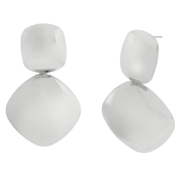Steve Madden Silver Vintage Puffy Drop Earrings
