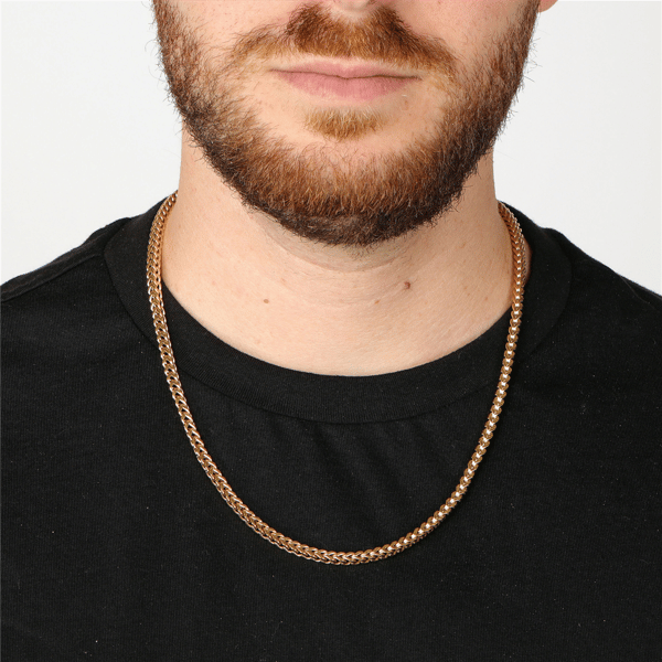 Mens Lynx Gold-Tone Ion Plated Foxtail Chain Necklace