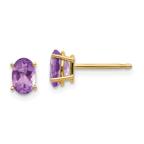 Gemstone Classics&#40;tm&#41; Yellow Gold 6mm. Amethyst Stud Earrings - image 