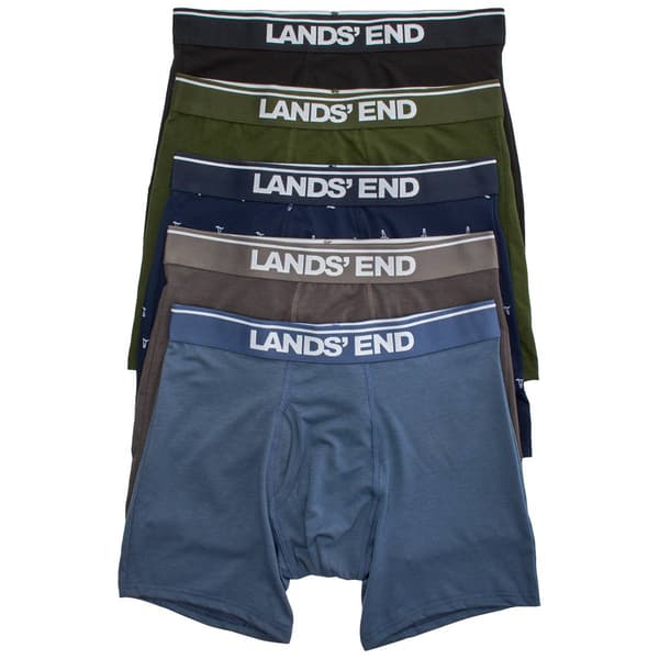 Mens Lands End 5pk. Knit Boxer Briefs - Black/Grey - image 