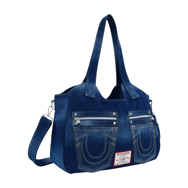 True Religion Horseshoe Stitch Dark Denim Satchel