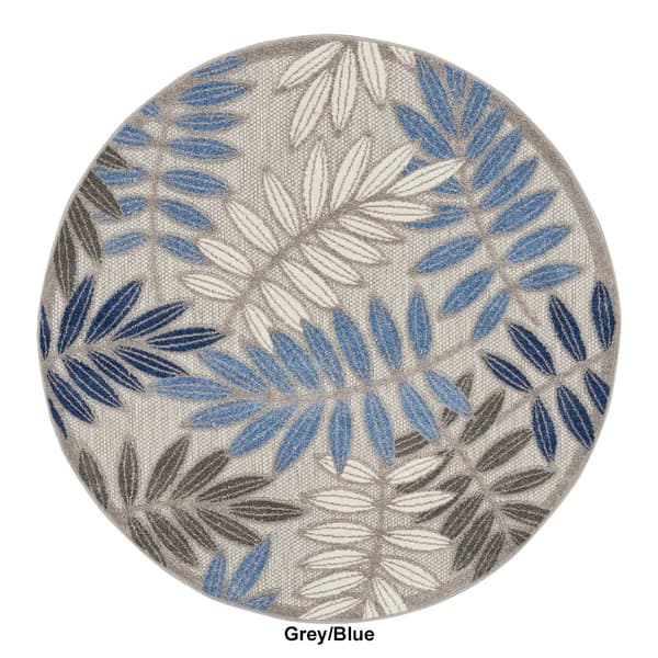 Nourison Aloha Large Leaf Print Indoor/Outdoor Round Rug