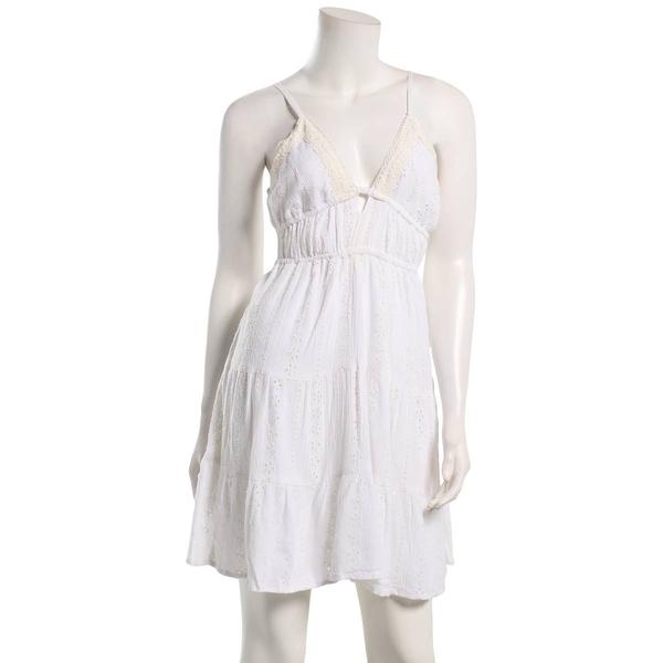 Juniors Angie Lace Trim Keyhole Skater Dress