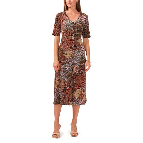 Womens MSK Long Sleeve V-Neck  Midi Dress - image 