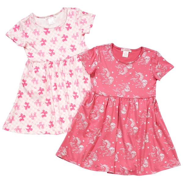 Girls (4-6x) Emma & Elsa 2pk. Unicorn/Balloon Dog Dresses - image 