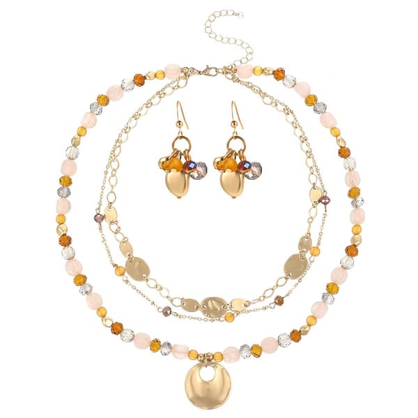 Ashley Cooper&#40;tm&#41; 3 Layer Beaded Necklace & Earring Set - image 