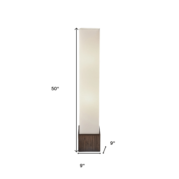 HomeRoots 50in. Two Light Column Floor Lamp With Fabric Shade