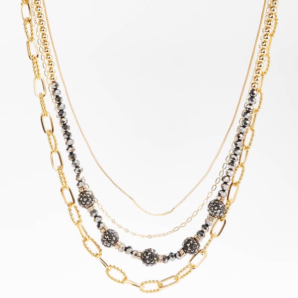 Ashley Cooper(tm) Layered Gold & Hematite Crystal Accent Necklace - image 