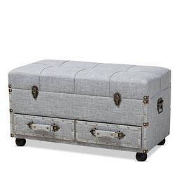 Baxton Studio Flynn 2-Drawer Storage Trunk Ottoman
