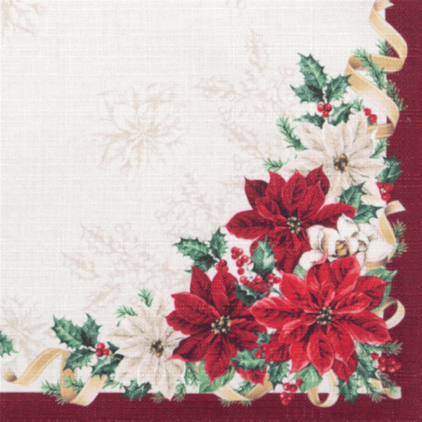 Threadmade Poinsettia Garlands Engineered Napkins - Set of 4