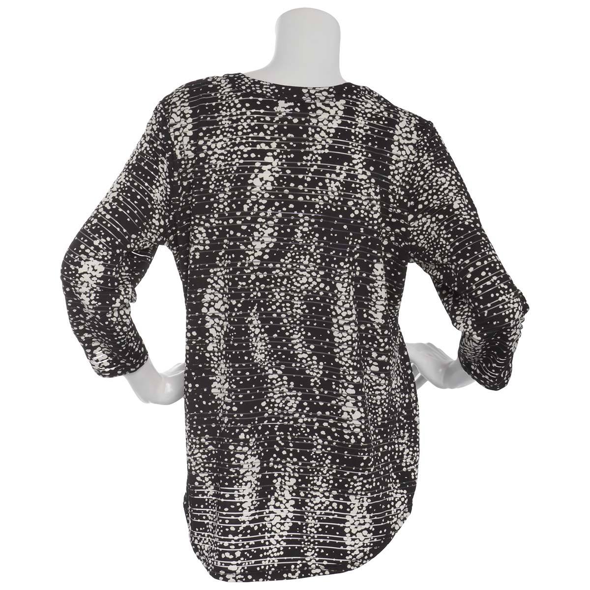 Womens Emily Daniels 3/4 Sleeve Burnout Knit Dot Henley Blouse - Boscov's