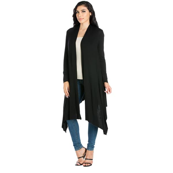 Womens 24/7 Comfort Apparel Extra Long Open Front Cardigan