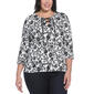 Plus Size Rafaella&#40;R&#41; 3/4 Sleeve Lace Up Floral Top - image 1