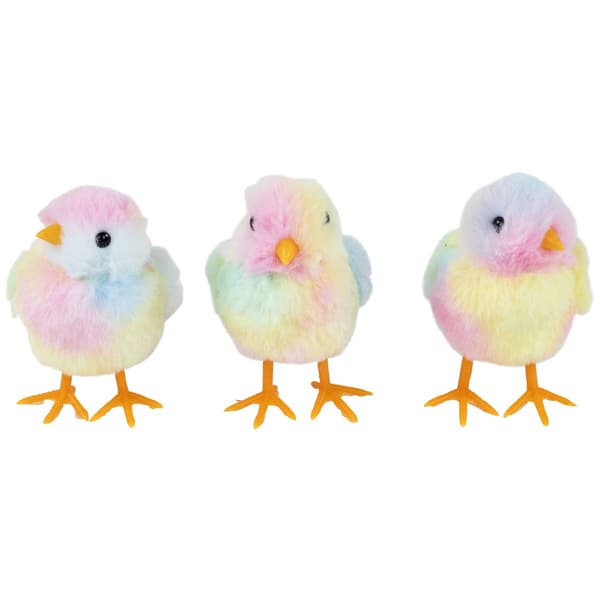 Northlight Seasonal Tie Dye Easter Chick Figurines - Set of 3 - image 