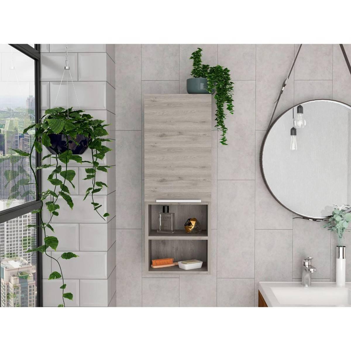FM FURNITURE Ezra Light Grey Bathroom Cabinet