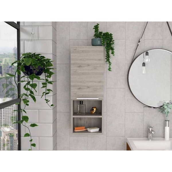 FM FURNITURE Ezra Light Grey Bathroom Cabinet