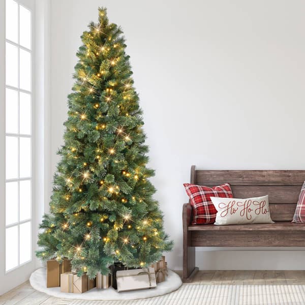 Puleo International 7.5ft. Pre-Lit Pine Christmas Tree