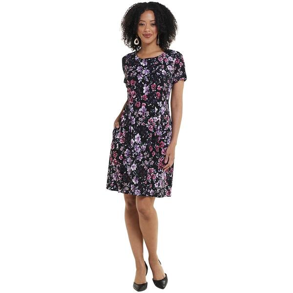 Plus Size Connected Apparel Short Sleeve Floral Shift Dress - image 