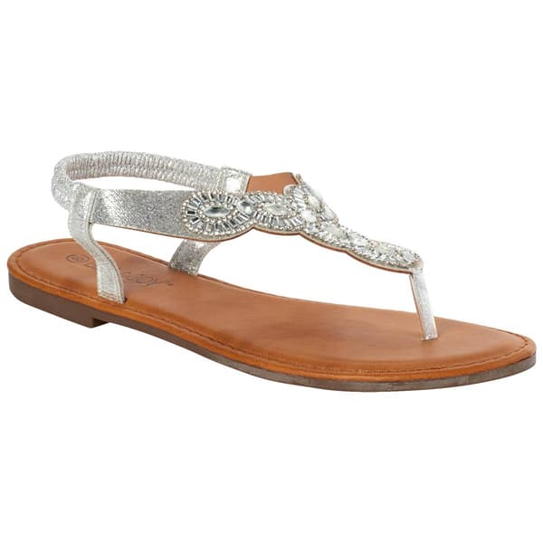 Womens Ella & Joy Braided Rhinestone T-Strap Thong Sandals