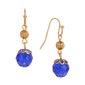 1928 Jewelry Gold Tone Blue Beaad Drop Earrings - image 1