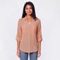 Juniors A.Byer Gauze Tie Front Roll Tab Shirt - image 1