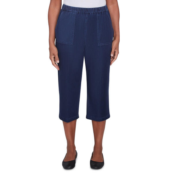 Womens Alfred Dunner Free Spirit Knit Denim Capri Pants - image 