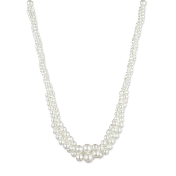 You''re Invited Silver-Tone White Pearl Multi Row Necklace - image 