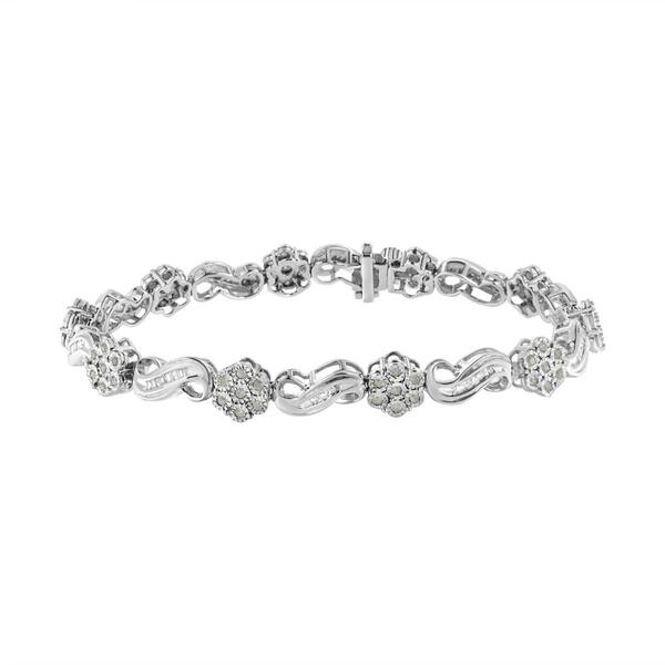 Haus of Brilliance 1.0ctw. Diamond Floral Cluster Link Bracelet - image 