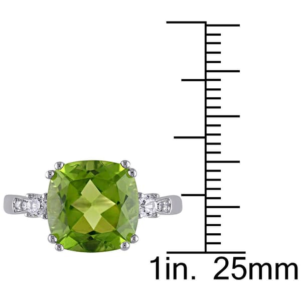 White Gold White Sapphire & Peridot Cocktail Ring w/ Diamonds