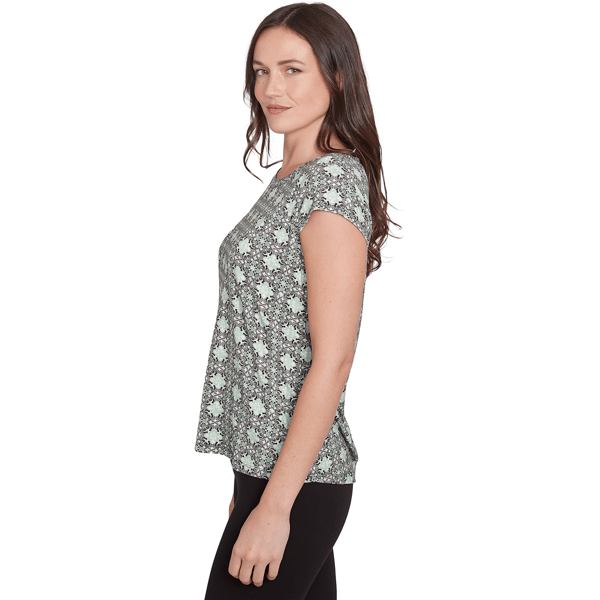 Womens Emaline Key Items Cap Sleeve Medallion Tee