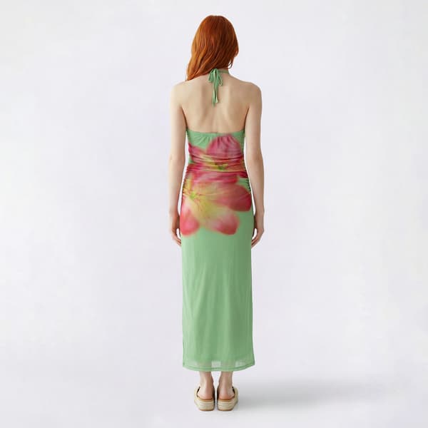 Juniors Madden Girl Placement Floral Mesh Halter Maxi Dress