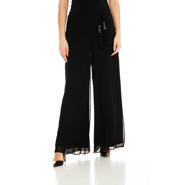Womens MSK Solid Tie Belt with Trim Pants - image 