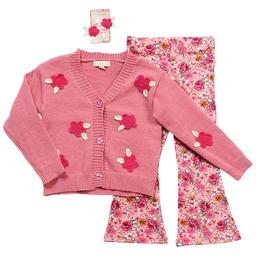 Toddler Girl BTween(R) Rose Floral V-Neck Cardigan & Leggings Set