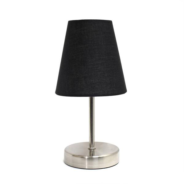 Simple Designs Sand Nickel Mini Basic Table Lamp w/Fabric Shade - image 