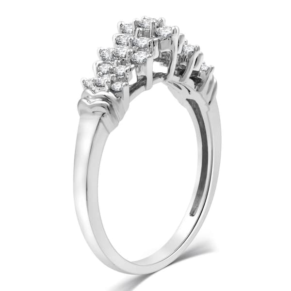 Nova Star® Sterling Silver Lab Grown Diamond Cluster Ring