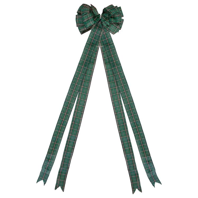 Northlight Seasonal 50in. Plaid 16 Loop Christmas Bow Decoration