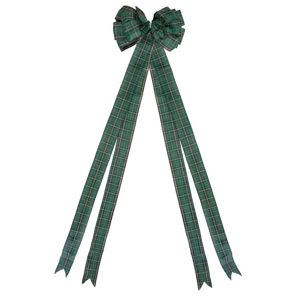 Northlight Seasonal 50in. Plaid 16 Loop Christmas Bow Decoration - image 