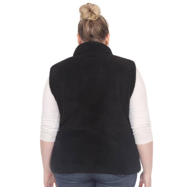 Plus Size White Mark Zip Up Sherpa Vest