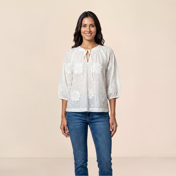 Womens Nanette Lepore Long Sleeve Floral Tie Neck Blouse - image 